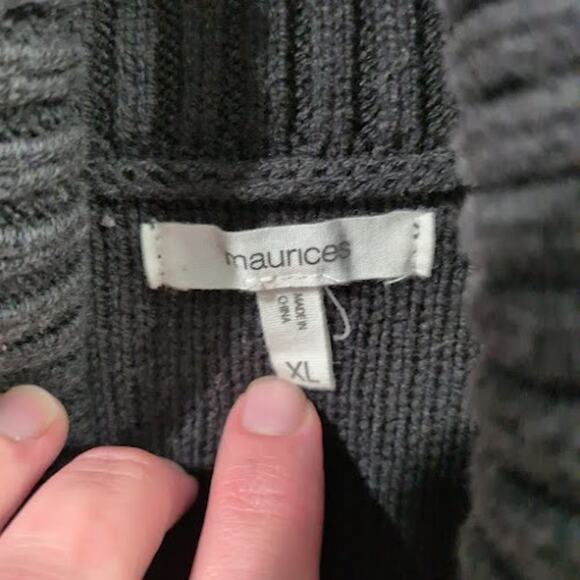 Maurices Cowl Neck Tunic Sweater XL Chunky Thick Warm Geometric Black Tan Soft - Picture 4 of 10